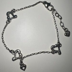 BRIGHTON - Silver Heart Charm Bracelet
